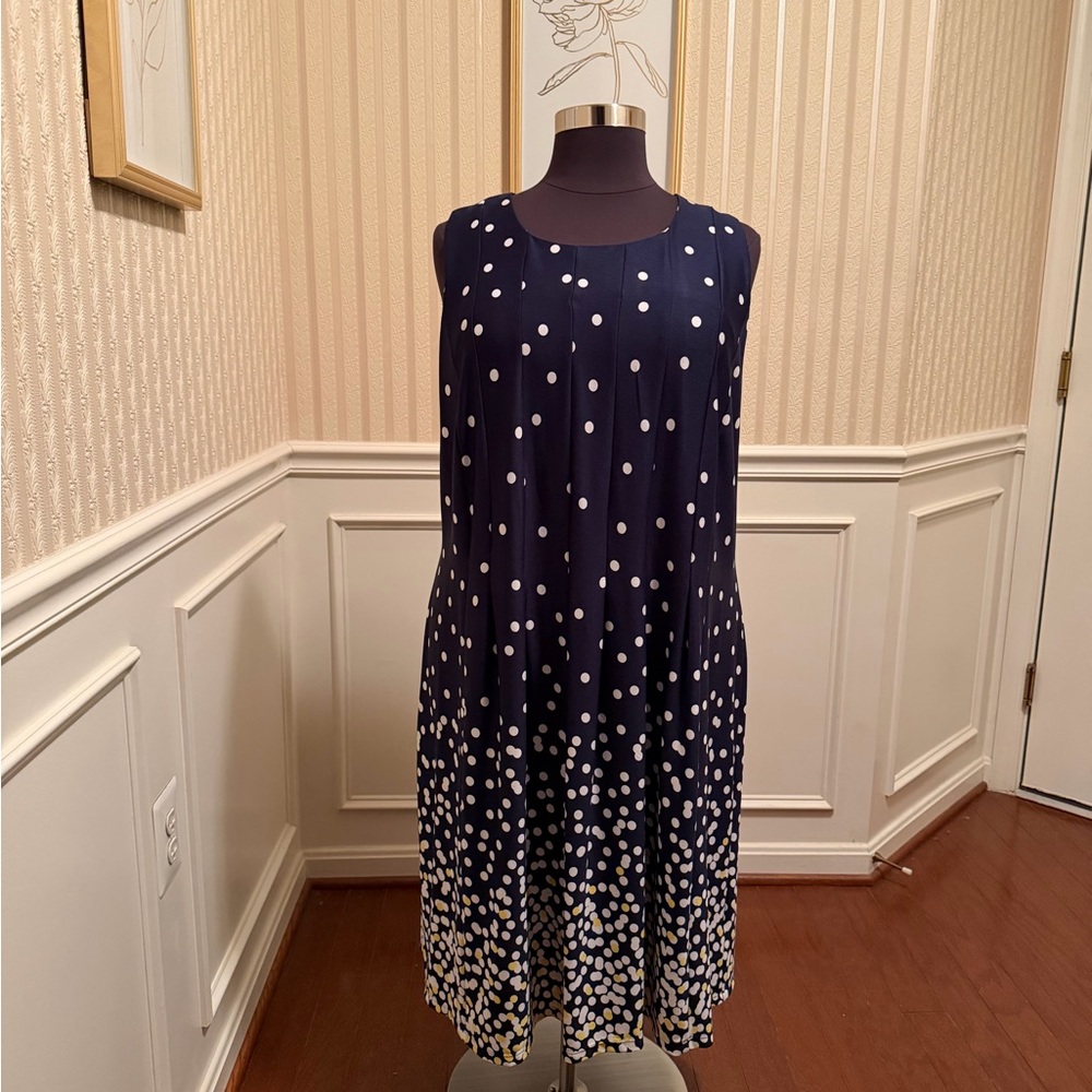 Shelby & Palmer Navy and White Polka Dot Sleeveless Dress